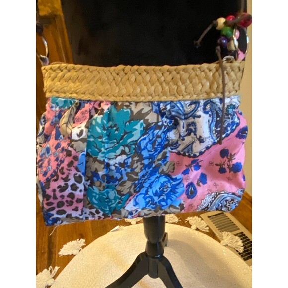 Womens Crossbody Bag Beaded Sparkle Straw Edge Boho Hippie Paisley Animal Print - Picture 6 of 12